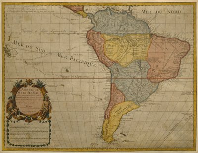 Mappa del Sud America, pubblicata nel 1700, Parigi da Guillaume Delisle